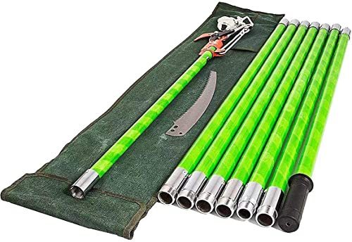 INTBUYING Manual Pole Saw, 7-26 ft Extension Tree Pole Pruner, 2 In 1 Tree Scissor Saw and Scissor for High Branches Trimming Garden Tools Loppers Hand Pole Saws Tree Pruner Pole Saw Trimmer Branches
