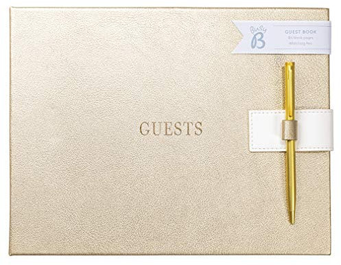 Libro d'oro di nozze Busy B - Libro degli ospiti oro di 64 pagine con penna