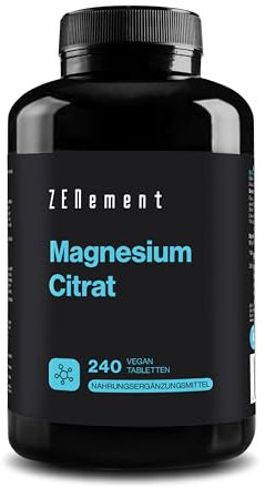 Citrato di Magnesio Buffered 1200mg di cui 360 mg Magnesio Elementare - Scorta per 8 mesi con 240 Compresse Vegane - Zenement