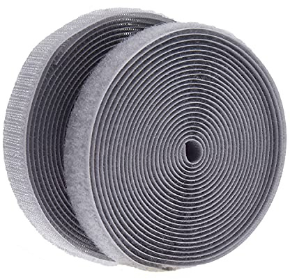 IHKFILAN Klettband 20 mm breit zum Nähen klettband beidseitig (Haken、Schlaufe) Nylon Gewebe-Klebeband mit Non-Kleber für DIY 4.57 M Rolle Grau