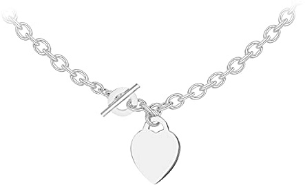 Tuscany Silver Women's Sterling Silver Large Heart T-Bar Belcher Chain Necklace of 41cm/16