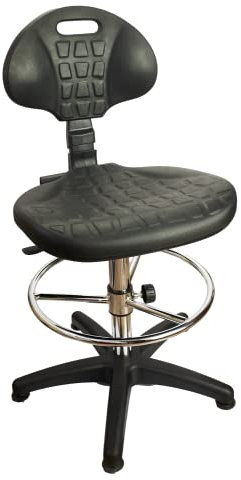 ARTOFIS Werkstattstuhl mit Fußstütze und Höhenverstellbar - Ergonomisch Werkstatthocker mit 5 rutschfeste Füße, Ideal Drehhocker für Werkstatt und Werkraum