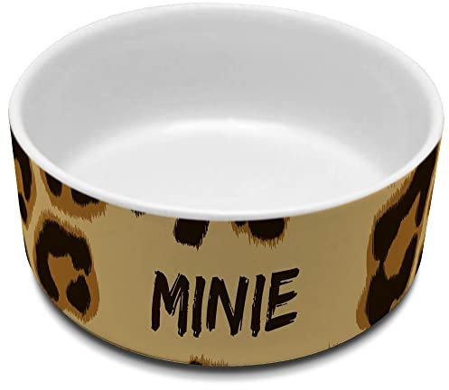 Gamelle pour Chien. Bol avec nom. Gamelle Personnalisable en céramique. Volume 1100 ML. Motif léopard.
