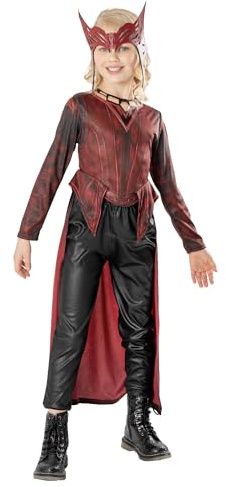 Rubies Disfraz Bruja Escarlata Deluxe para niñas, Dr Strange in the Multiverse of Madnes, con Top, pantalones, capa y accesorio para la cabeza, para halloween, carnaval, cumpleaños y navidad