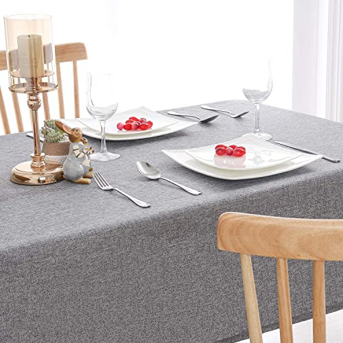 Hiasan Tischdecke Leinenoptik Eckig Tischtuch Wasserabweisend Tischwäsche, 1 Stück, 110 x 140 cm, Grau | Tischdecken Leinenoptik, Kratzfest Tischtuch Wasserabweisend mit Lotuseffekt für Wohnzimmer Esszimmer Party Garten Balkon