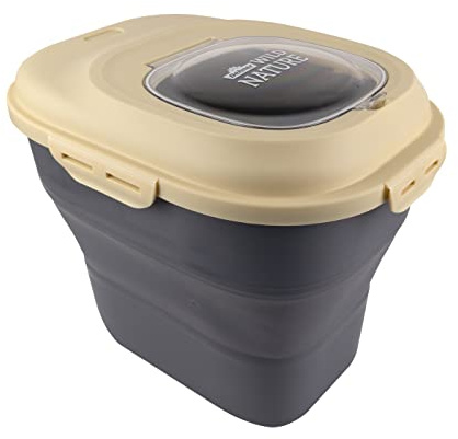 Dehner Wild Nature Futtertonne Barrel, Circa 33 x 37.5 x 45 cm, 25 l, Kunststoff, beige/anthrazit