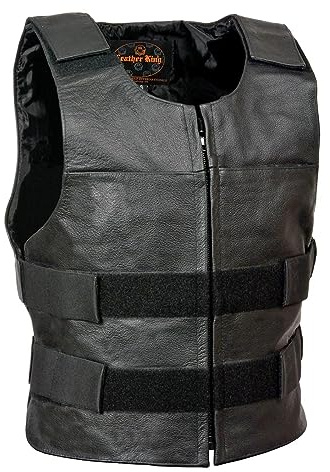 Milwaukee Leather Men's Classic Collarless Motorcycle Biker Rider Leather Vest |MLM|SH - 48