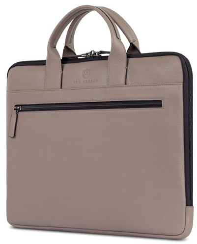 VON HEESEN Leder Aktentasche Laptoptasche bis 16 Zoll aus hochwertigem Nappa-Leder