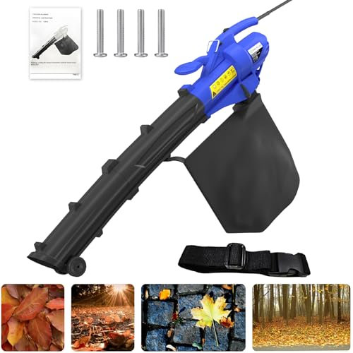 Garden Vacuum and Blowers 3000W Garden Hoover for Clearing Patios & Gardens of Leaves & Other Waste, 13 m³/min Airflow, 270KM/H Wind Speed, Lightweight and Portable, Detachable Tubes