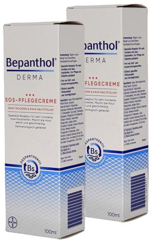 Bepanthol DERMA SOS-Pflegecreme 2x 100 ml I Körperpflege für trockene und raue Haut I Feuchtigkeitscreme mit Dexpanthenol I Hautpflegeprodukt I Spar Set mit Pharma Perle give-away