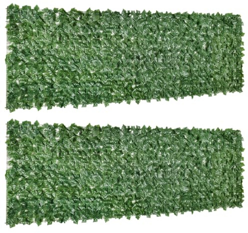 Outsunny Lot de 2 Haies Artificielles Brise-Vue 3x1m Vert | Décoration, Rouleau, Feuillage Réaliste, Anti-UV