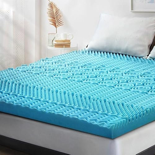 Luxury 5cm Deep Memory Foam Mattress Topper With 10 Zones Pressure Relief - Cooling Gel Infusion & Removable Zip Washable Cover included - Back Pain Orthopaedic Enhancer (Double)