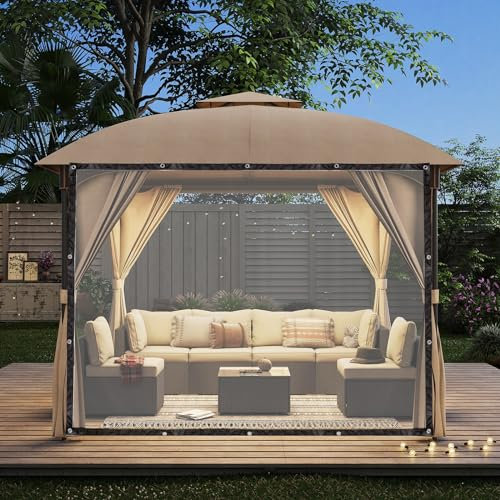Wetterfeste Anpassbar Verdickenplane Außenvorhang Transparent 0.35mm PVC Wasserdicht Winddicht Mit Öse Draussen Seitenwand Anthrazit wasserdichte Abdeckfolie Pergola Veranda Pavillon Garten (Size : 3
