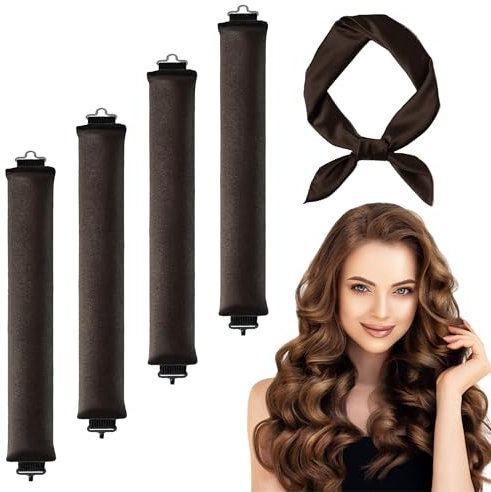 4 Pezzi Bigodini Grandi per Volume Bigodino Lungo per Boccoli Con Sciarpa Capelli Heatless Hair Curler per Capelli Bigodini Morbidi per Dormire Bigodino Fascia Capelli