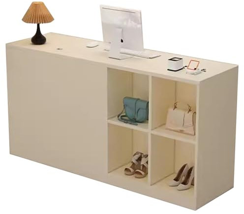 ZQQZEZ Empfangstheke Rezeption mit 6 Fächern und Stauraum und abschließbarer Schublade, für Kassenbüros, Schönheitssalons(Yellow,35.4x19.6x35.4in)
