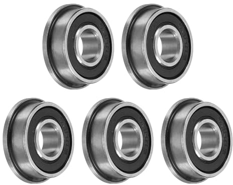 sourcing map 5pcs F696-2RS Flanged Ball Bearing 6x15x5mm Chrome Steel Double Rubber Seals Miniature Bearing, Deep Groove Ball Bearings, P6 (ABEC 3)