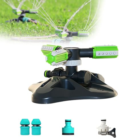 Arroseur à 3 bras, arroseur de jardin amélioré, arroseur de pelouse à rotation automatique à 360 degrés, système d'arrosage de cour réglable, pour grand jardin, cour et pelouse water connection 4