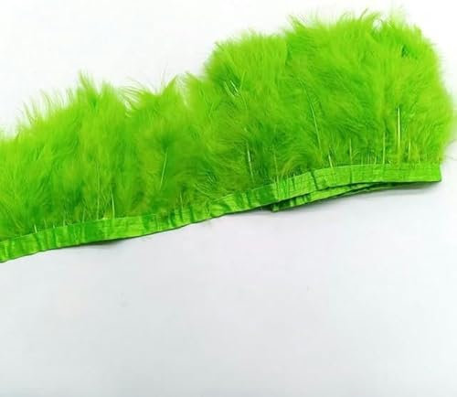 10 Meter weiche Truthahnfedern-Besätze zum Nähen von Bändern, Kleidung, Dekoration, Kleider, 15,2–20,3 cm, grüne Federn, 10 Meter