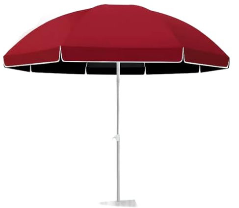 Parasol de terrasse rond de 2,6 m avec protection solaire UPF 50+, parasol portable pour table de marché, piscine, jardin, terrasse, poteau en acier et sac de transport inclus, Rouge, 260cm/8.5ft