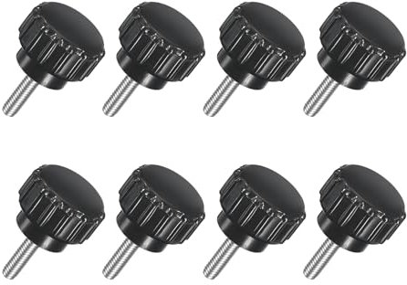 sourcing map 8Pcs M3 x 10mm Knurled Clamping Knob, 304 Stainless Steel Thumb Screw Clamping Knob Round Hand Threaded Hand Bolt Stud Knob 14mm Dia for Machinery