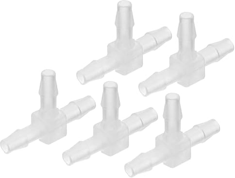 PATIKIL 1/8 tum plast T-slang hullingbeslag, 5 st lika T-formade 3-vägs skarvmaskin adapter unionens skärningsdel taggad delad för luft vatten bränsle gasvätskerör, transparent