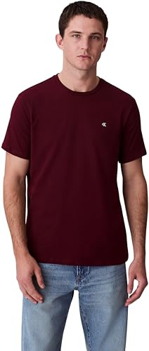 Calvin Klein Uomo T-Shirt Maniche Corte Smooth Solid Tee con Scollo Rotondo, Rosso (Deep Rouge), XS