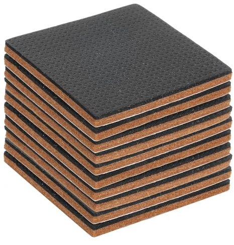 sourcing map 10 feltrini ed EVA per mobili, 60 mm, quadrati, protezioni per pavimenti in legno, autoadesive, per proteggere pavimenti in legno, gambe di tavoli e sedie, marroni e neri