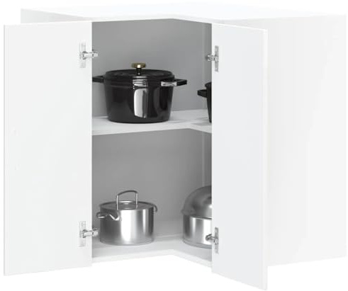 Myheimly Küchenschrank Holzwerkstoff,hoher Küchenschrank, Schrank,Küchenzeile,Schrank Küche,Einbauküche Küchen-Eckhängeschrank Porto Hochglanz-Weiß Holzwerkstoff