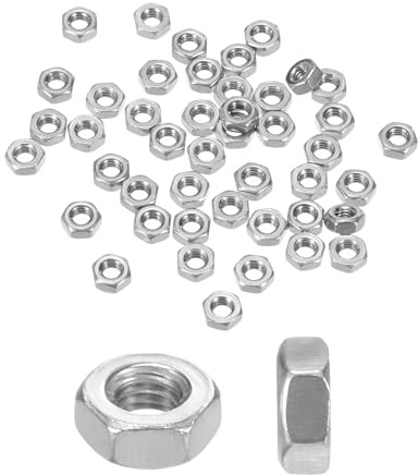 M METERXITY 50-Pack Metric Hex Nuts M3 x 0.5mm Thread Stainless Steel Hexagon Nut Hex Nut Metric Nuts for Machinery/Automotive/Repair/Industrial