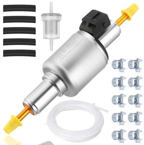 ZAMDOE 12V 22ML Oil Fuel Pump Kit for 2KW 3KW 4KW 5KW 8KW Car Diesel Air Heater for Eberspacher Parking Heater D2 D4 D5 Airtronic Low Noise Pulse Gas Inline Electric Metering Pump Replace Parts