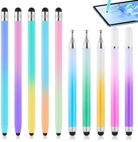 IETWATE Touchscreen Stift, 10 Stück Hochpräzise Tablet Stift für Alle Tablets, 2 in 1 Silikon Stift für Tablet Handy, Stylus Pen mit Dual Tip, Kompatibel Alle Touchscreens Geräte
