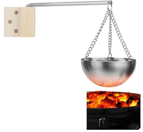 MOUMOUTEN Sauna Aromatherapy Bowl, Stainless Steel Sauna Aroma Bowl Essential Oil Cup Wall Mount with Adjustable Swing Arm Sauna Accessories for Personal or Home Spas Sauna (Round 20cm)