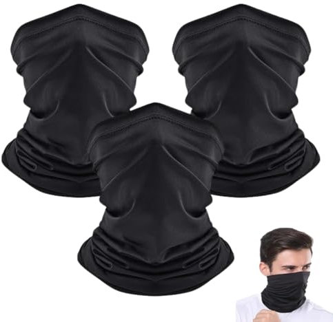 Issimober 3 Stück Schlauchschal Herren Damen, Winddicht Halswärmer Motorrad, Neck Gaiter, Winter Loop Schal für Skifahren Laufen Radfahren Motorrad, Schwarz