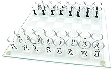 Glass Chess Set with 32PCS Acrylic Cups Chess and Wine Cup Game Shot Drinking for Adult Glass Set, Board, Board, Acrylic, Drinking