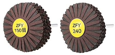 QUARKZMAN Roue à Lamelles Abrasives en Toile Émeri Ensemble de Ponçage Étoile 1/4-Inch Tige 150 Grain & 240 Grain pour Sculpture sur Bois Polissage de Meubles