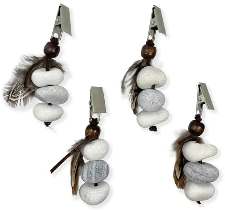 RYHHH 4 Pieces Tablecloth Weights, Cobblestone Shape Heavy Duty Tablecloth Pendants, Decorative Table Cloth Holder Clips with Metal Clips for Indoor Outdoor Home Kitchen Wedding Party Picnic, Marble