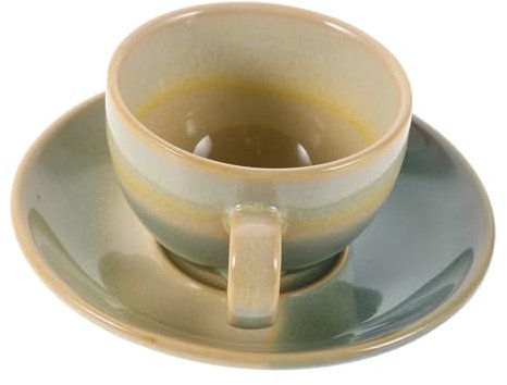 Gatuida Juego de Taza de Café Expreso de Cerámica Vintage con Platillo, 90ml, Elegante y Fácil de Limpiar para Oficina y Té Tarde