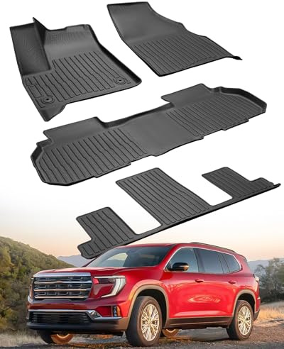 CreekT Floor Mats for GMC Acadia 2024 2025 (Only for 7 Seats Captain's Chairs), All-Weather Full Set Floor Mats for GMC Acadia Accessories 2024 2025 AT4 Denali Elevation