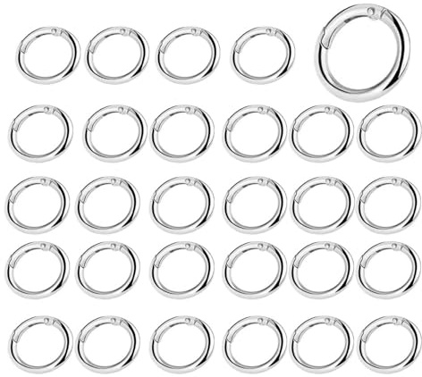 Changyeah 40 Stück Rund Karabinerhaken Runde Karabiner Ring Schlüsselring Klein für Bastelarbeiten, Taschenzubehör, Schlüsselring Klein für DIY Handwerk (26mm,Silbe)