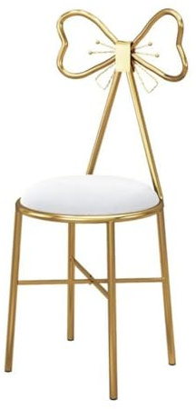 Moderner Samtstuhl mit Schmetterlingen, 30 x 32 x 80 cm, stilvolle Chaiselongue für Salon, Spa, Café, Pub und Küche, Rosa und Weiß