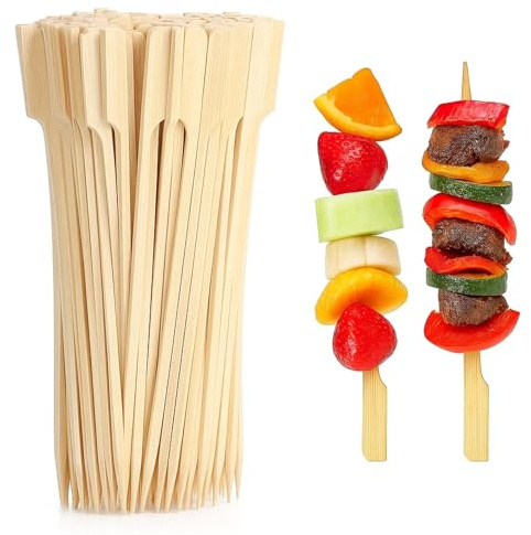 200 PCS Cocktail Sticks, 15cmWoodenToothpicks, Kebab Skewers, Bamboo Skewers for Party, Picnic, Kids Snacks, Marshmallow Roasting, Kebab for Grilling, Outdoor Cooking
