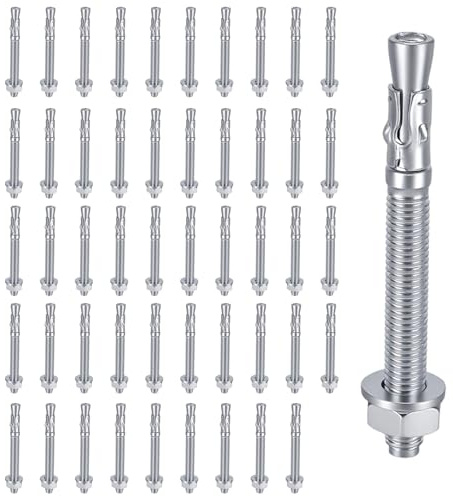 NAMYEUT Lot de 50 boulons d'ancrage M10 x 100 mm pour charges lourdes - En acier galvanisé M10 - Pour rampes, poutres, fenêtres, machines