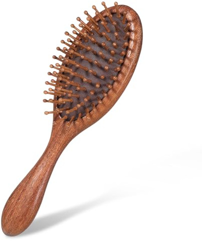 Natural wood Hair Brush Bamboo Brush Anti-Static Bamboo Massage Scalp Detangling Brushes Mini HairBrush Natural Wooden Pocket Travel Small Hairs Brushes for All Hairs, Scalp Care & Frizz Control