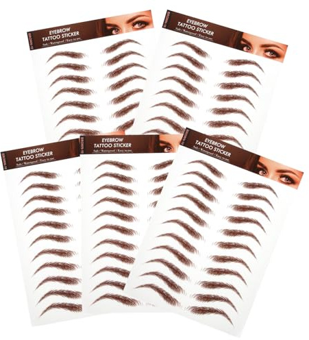 SOIMISS 5 Autocollants pour Sourcils Marron pour Épilation et Mise des Sourcils, Transfert Facile, Aspect Réaliste, pour Maquillage Naturel