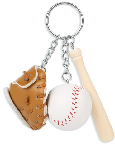 Goktvai Baseball Schlüsselanhänger, Mini Baseball Handschuhe aus PU Leder Holzschläger Schlüsselanhänger für Sportliebhaber Spieler und Fans Geschenk Partygeschenk