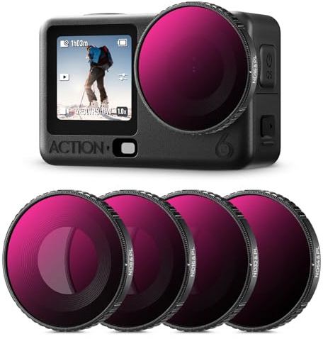 K&F CONCEPT ND8/PL+ND16/PL+ND32/PL+ND64/PL Filter-Set für Osmo Action 6 | 4er-Pack Lichtreduzierende Filter zur Belichtungssteuerung aus optischem Glas mit Mehrschichtvergütung, FD141