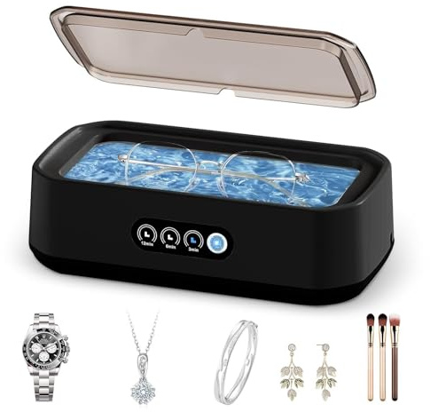 Brilsonic Jewellery Cleaner 49000Hz Ultrasonic Cleaner with 650ML Clean Pod, LED Display, One-Touch Operation & 3 Time Modes - for Jewelry, Necklace, Ring, Glasses | Sonic Jewellery Cleaner Machine UK