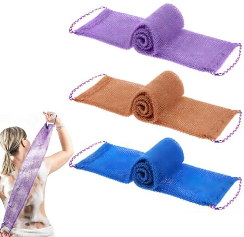 LAKPYN 3 Pièces éponges Africaines Set,Filet Douche Design à Cordon,Nettoyage en Profondeur,Pour Hommes et Femmes