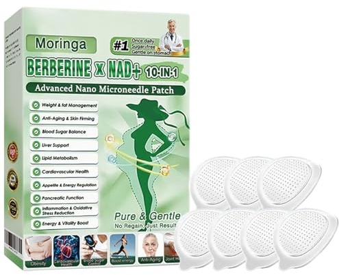 Paquet de 5 Boîtes Moringa Patchs Minceurs 10 en 1, Patch Nano Microneedle Minceur, Ingrédients Naturels, Facile à Appliquer, Invisible Sous les Vêtements, Idéal pour Homme et Femme (1Boîte)