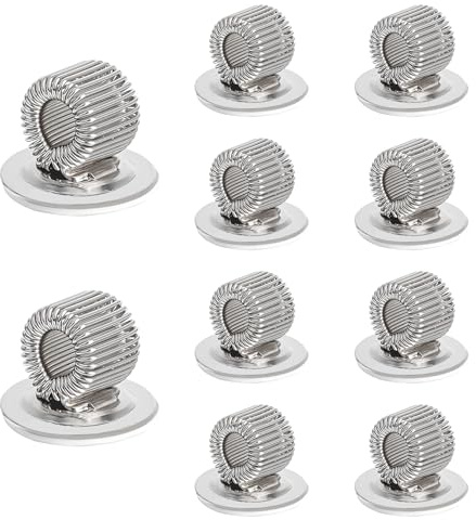 Yohtlfp Lot de 10 Porte-stylos en Acier Inoxydable | avec Boucle à Ressort Réglable pour Crayons, pour Presse-Papiers, Réfrigérateurs, Tableaux Blancs (Argenté)
